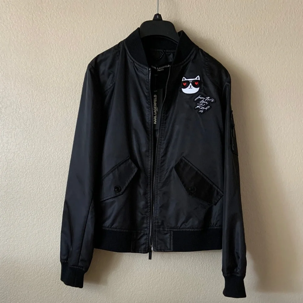 Karl Lagerfeld Black Bomber Jacket - Picture 4 of 9
